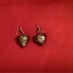 Glass heart earrings